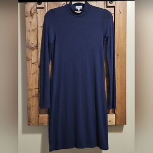 Wilfred Blue Mock Turtleneck Open Back Mini Dress Size S